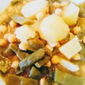 Plato final de Cocido Rápido en Olla Express con pringá y garbanzos