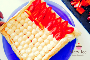 base de hojaldre con fresas