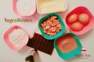 Ingredientes brownie de chocolate y nueces