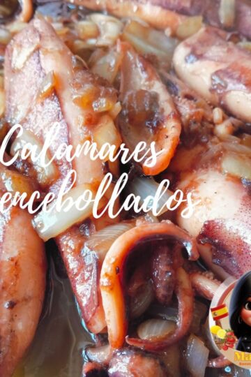 Calamares encebollados con salsa de vino