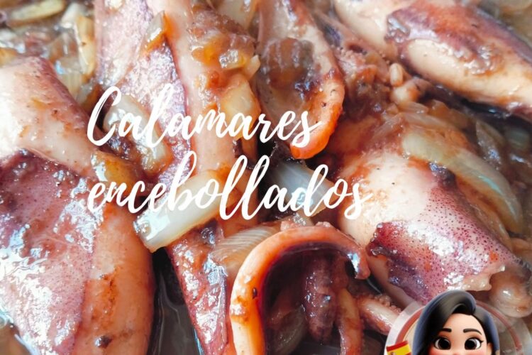 Calamares encebollados con salsa de vino