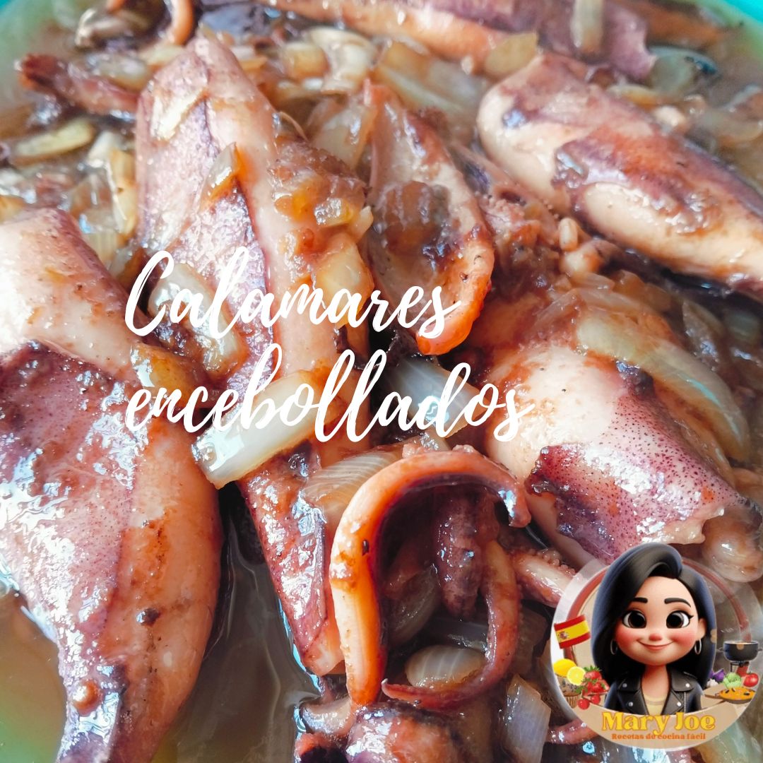 Calamares encebollados con salsa de vino